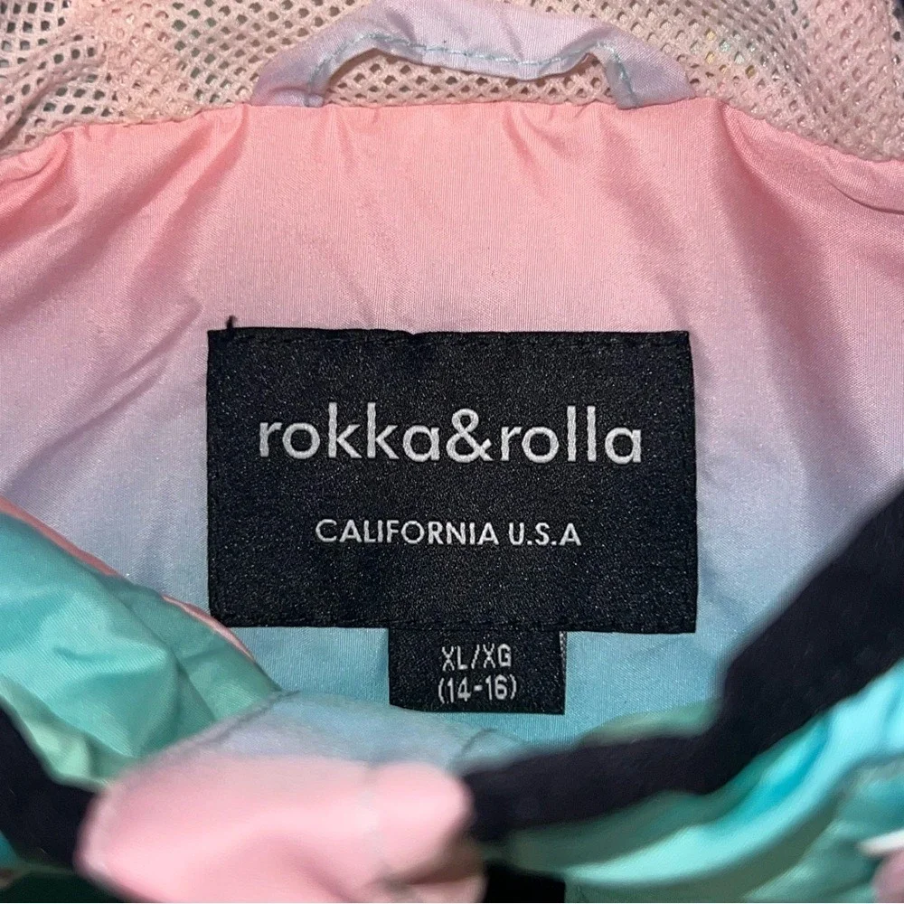 Rokka &‎ Rolla Youth XL Rainbow Sherbet Lightweight Hooded Windbreaker Jacket